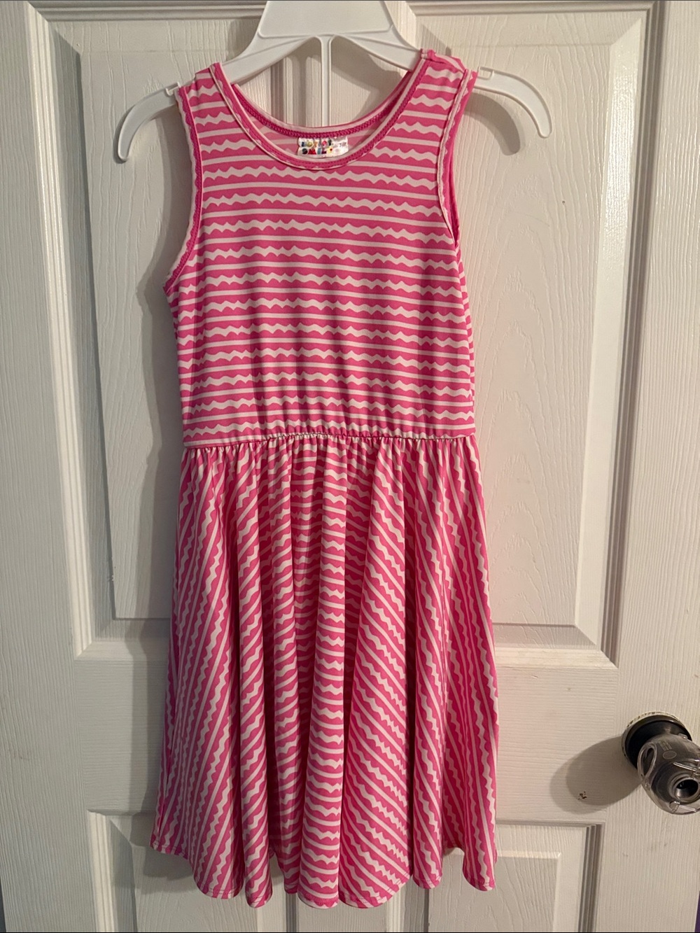 Dotdot smile Pink Striped Sleeveless Dress